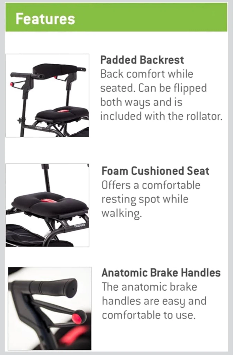 Nexus Rollator Walker with Seat and Backrest - photo 4