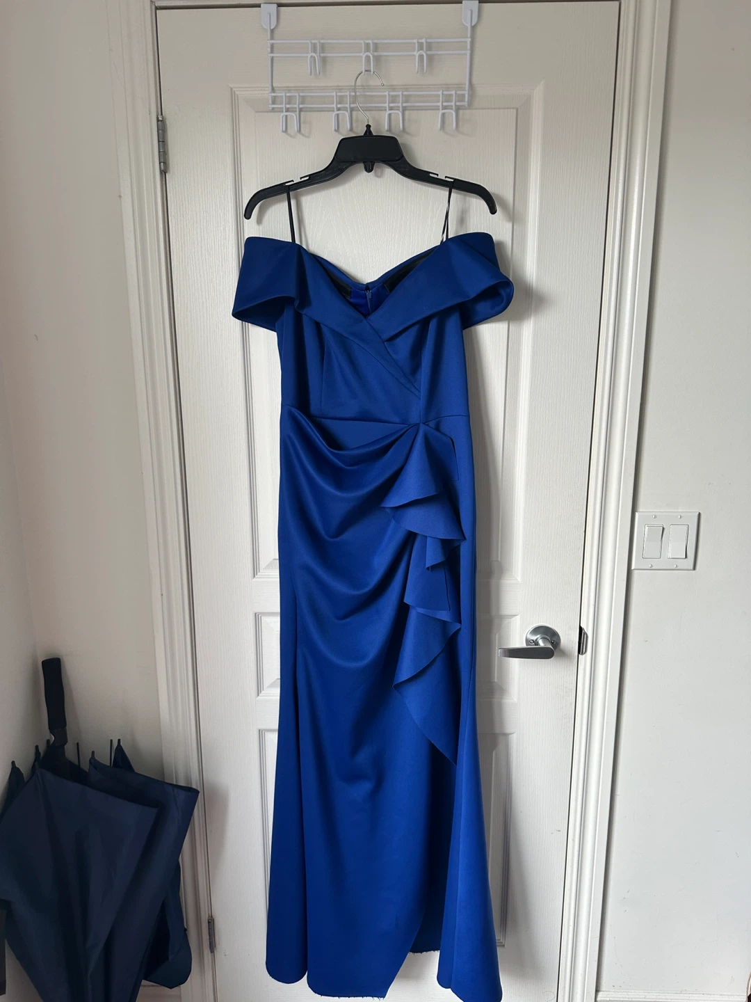 Royal Blue Off-the-Shoulder Evening Gown