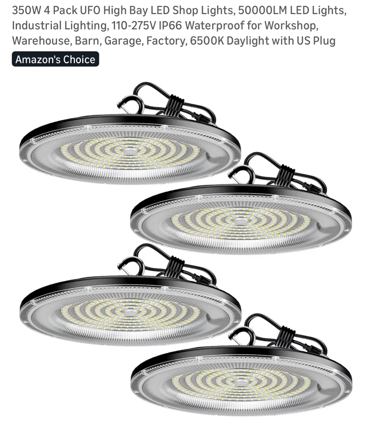 350W LED High Bay Light - 50000LM, 110-275V, IP66 Waterproof UH3