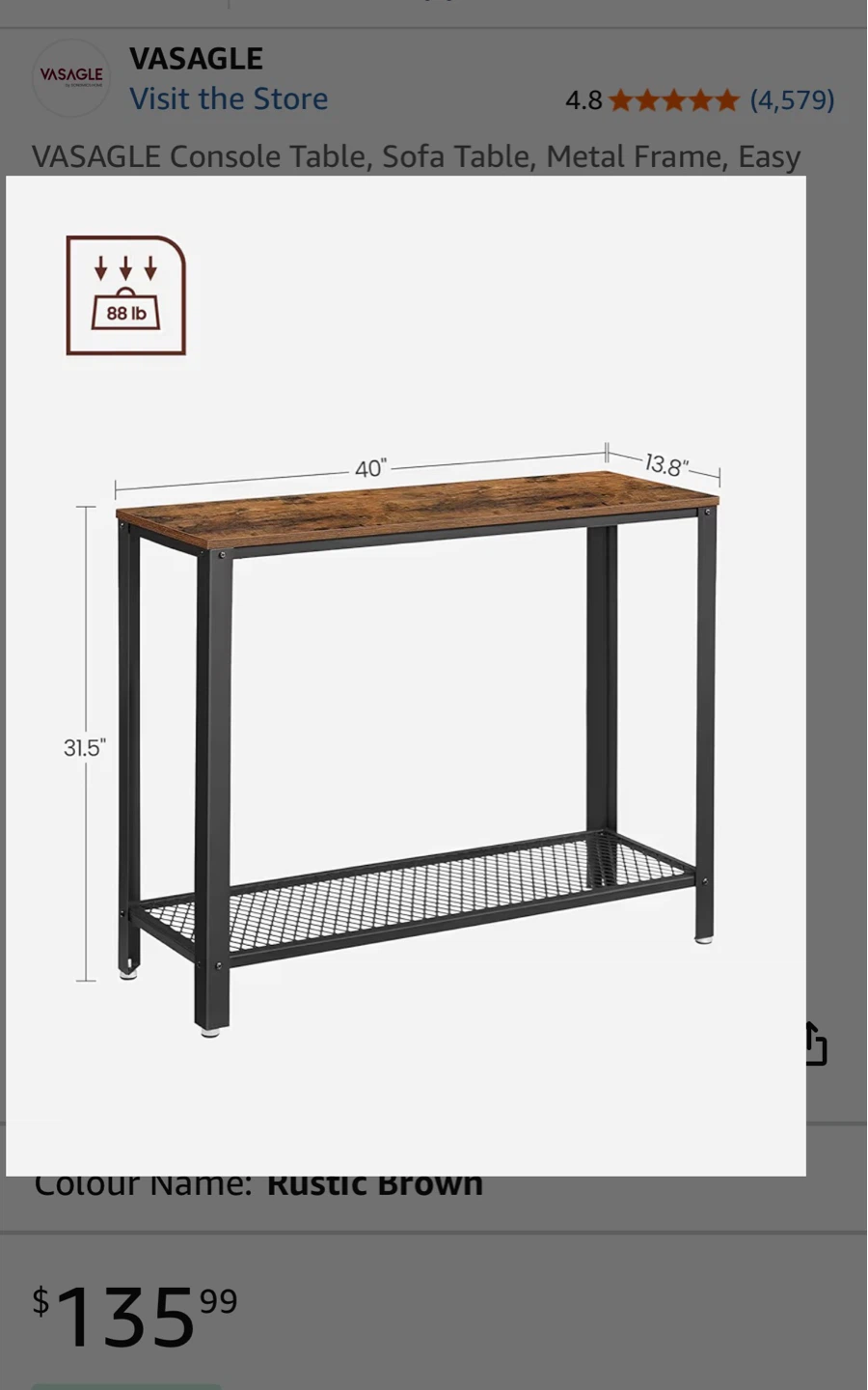 Rustic Console Table with Storage Shelf - photo 5