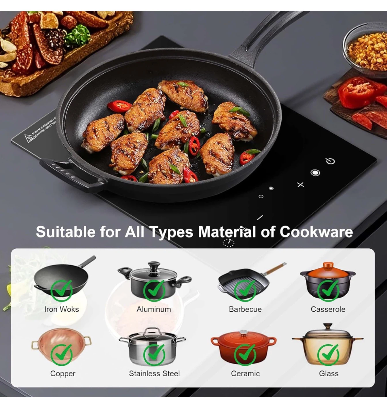 1800W Dual Coil Electric Cooktop Portable  Ceramic Hot Plate C18 - photo 3
