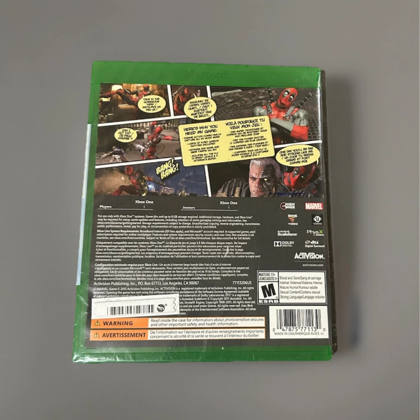 RARE Unopened Deadpool 2015 Xbox One Game - photo 4