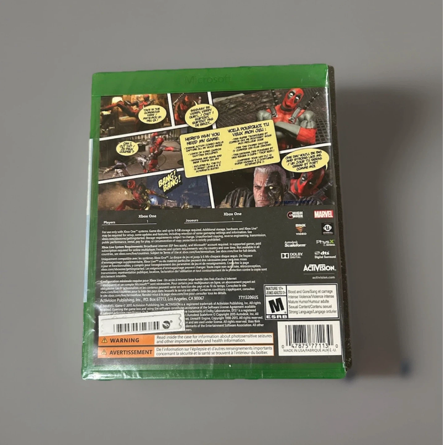RARE Unopened Deadpool 2015 Xbox One Game - photo 3