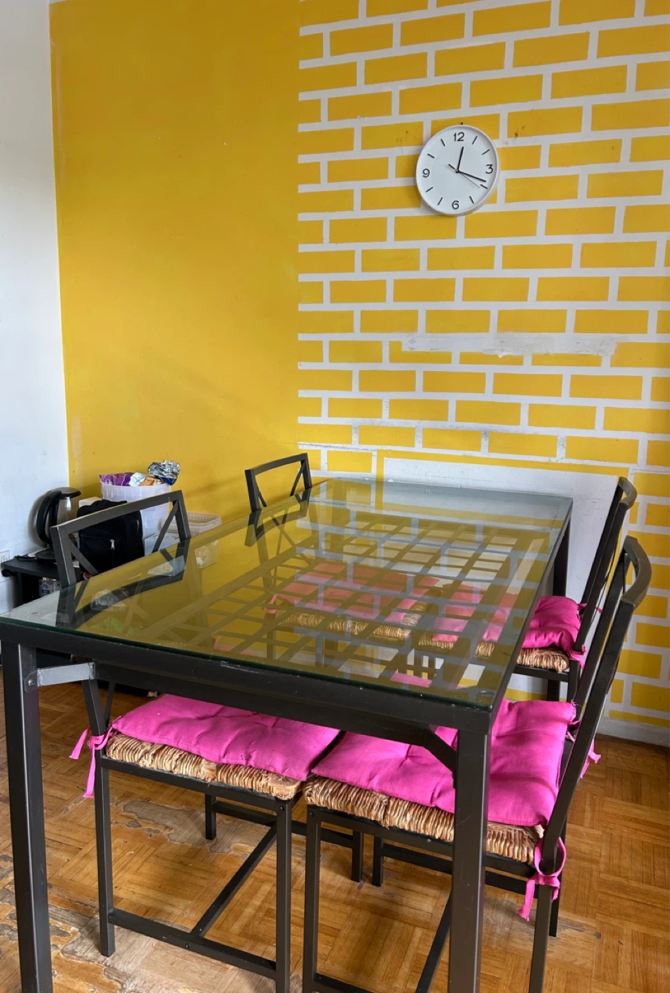 Glass Top Dining Table with 4 Chairs