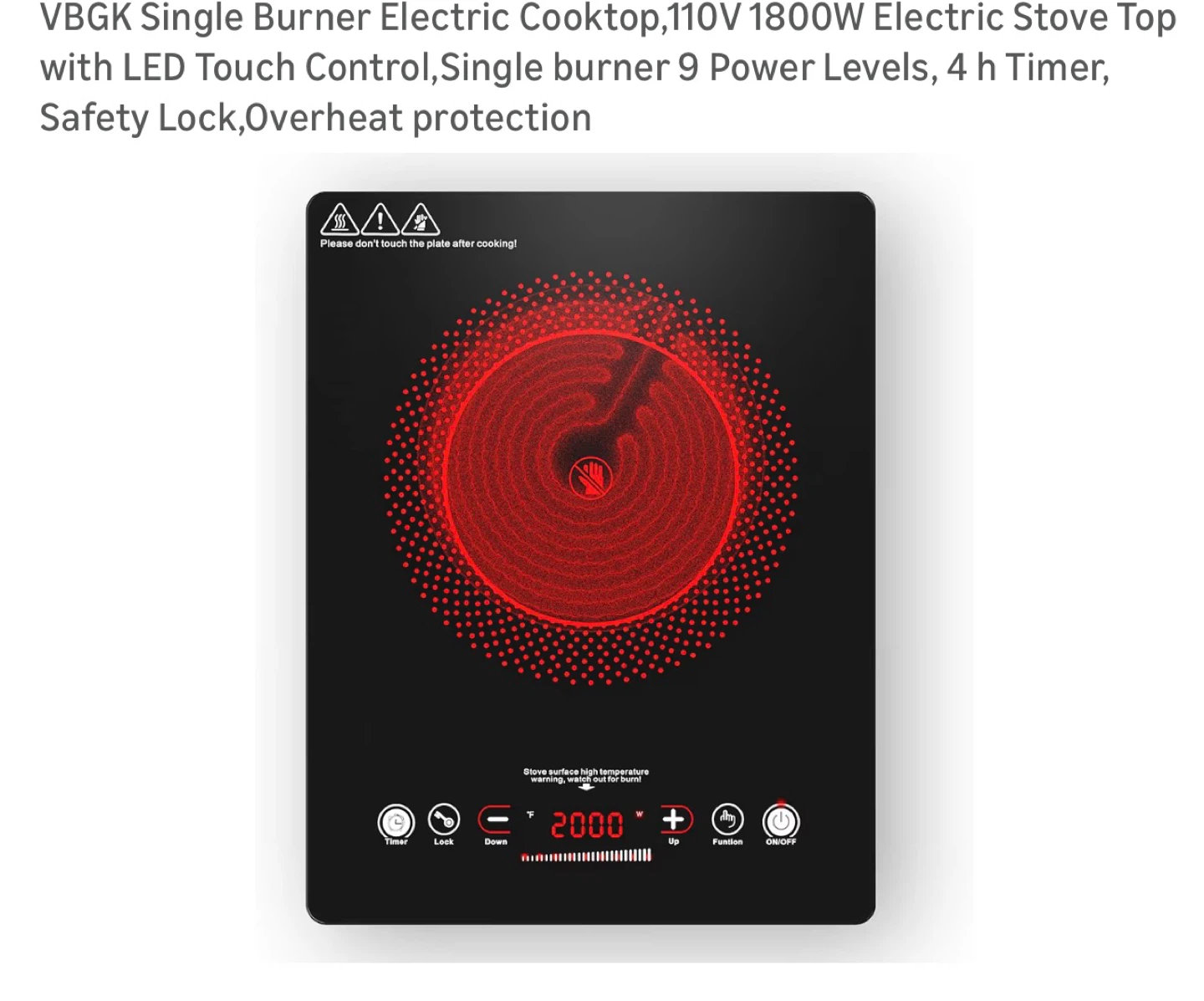 Single Burner Electric Cooktop 110V 1800W SC18