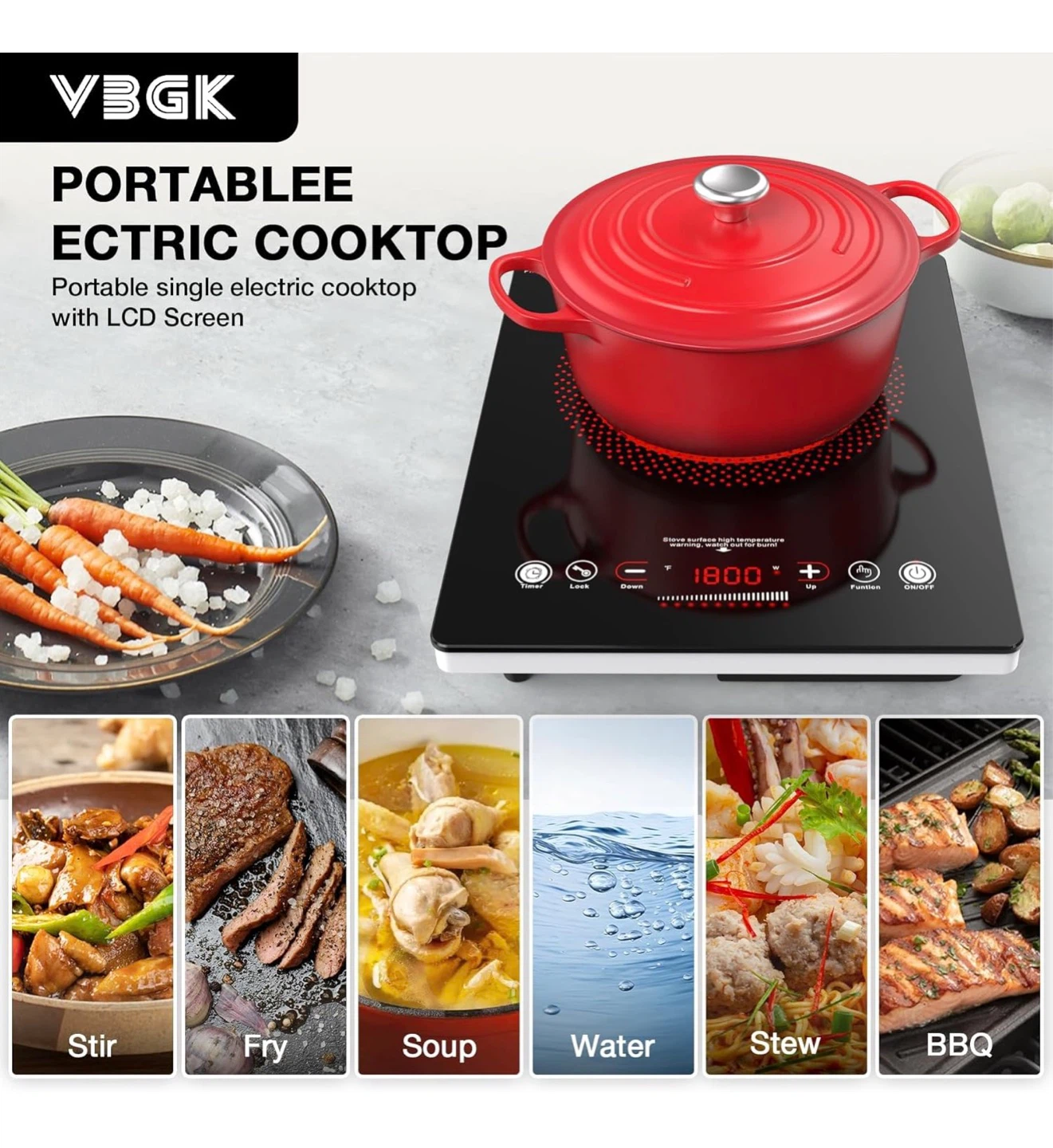Single Burner Electric Cooktop 110V 1800W SC18 - photo 4