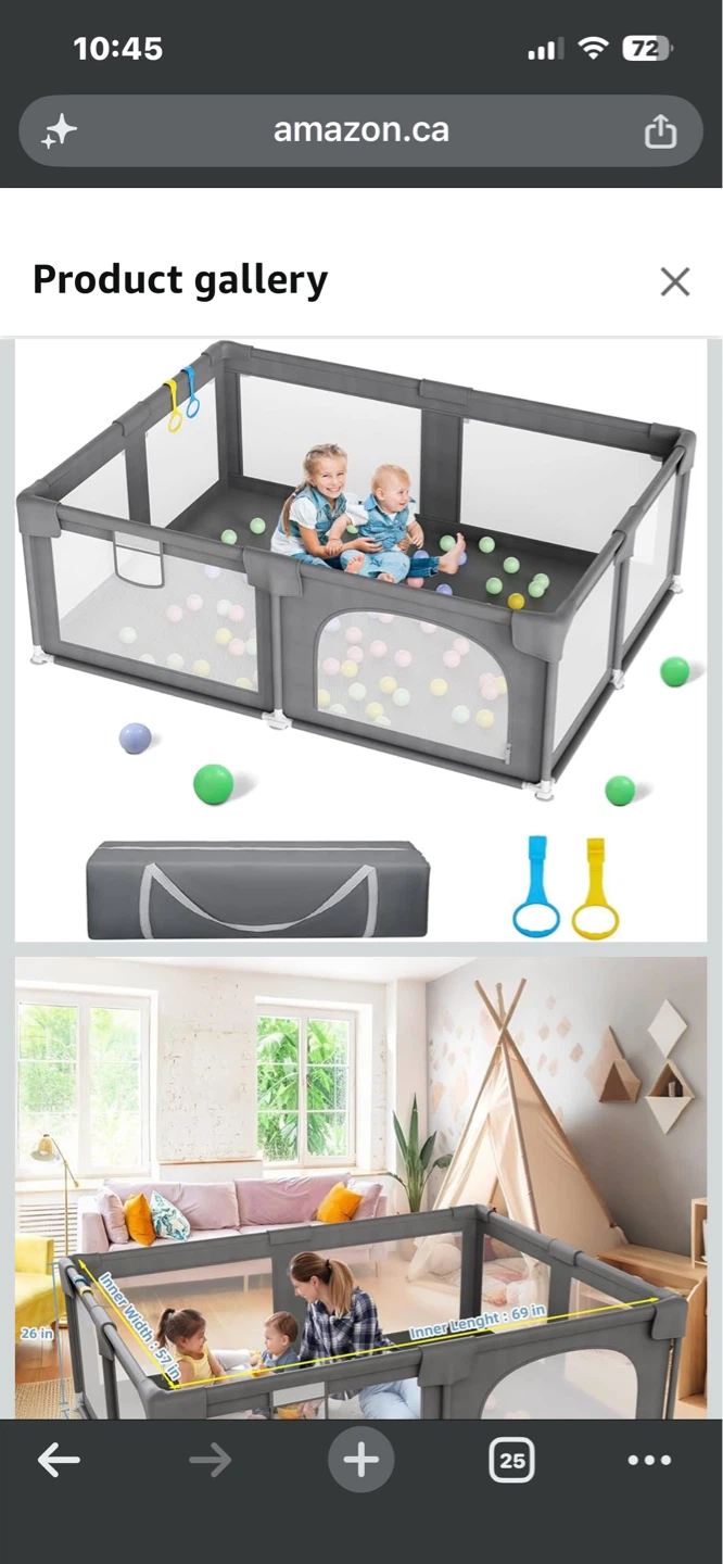 Playpen for Babies and Toddlers, Grey, 69" x 57" x 26"