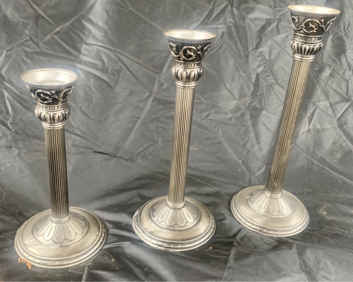 Set of 3 Silver Candlesticks