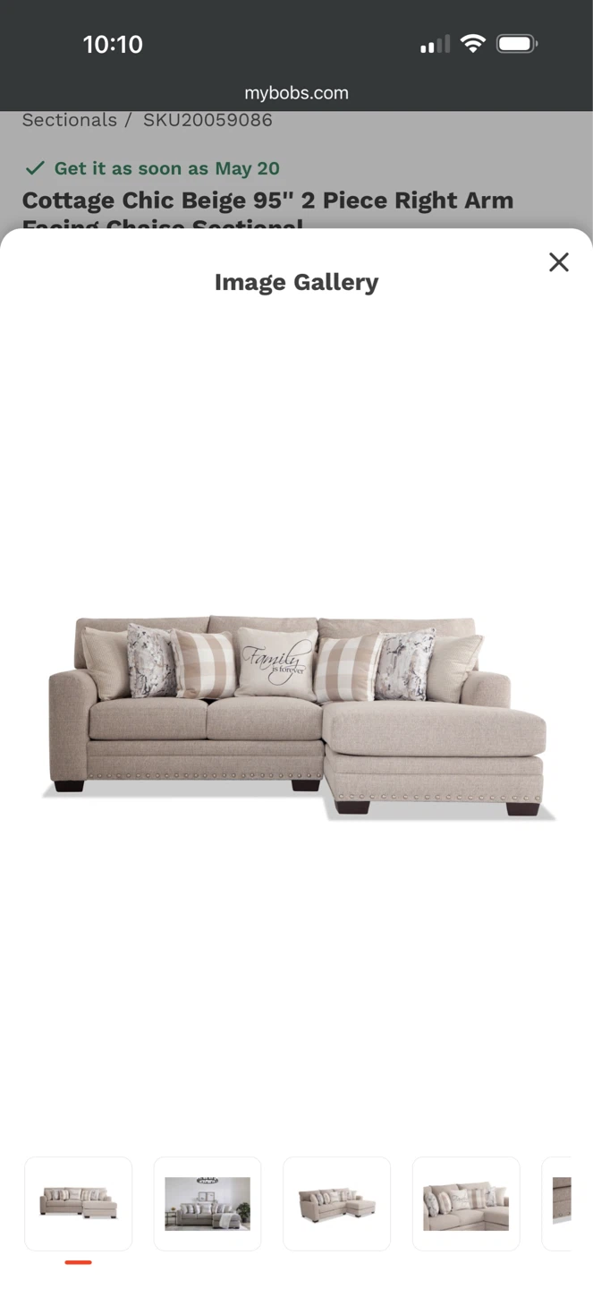 Cottage Chic Beige Sectional Sofa