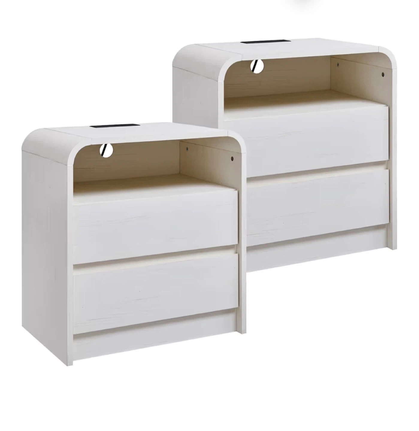 Set of 2 White Nightstands with Two Drawers each - photo 2