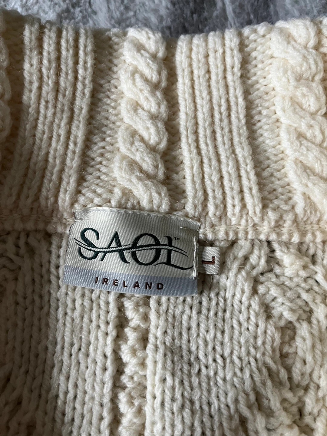 SAOL Ireland Cream Cable Knit Cardigan Sweater - Size L - photo 3