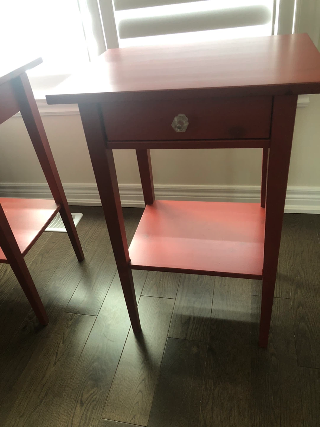 Red Side Table with Drawer