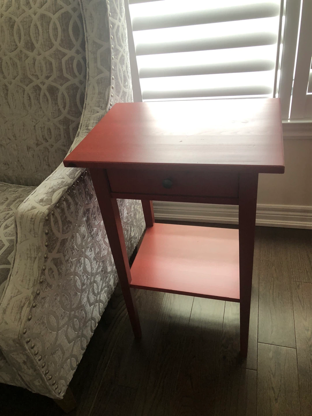 Red Side Table with Drawer - photo 2