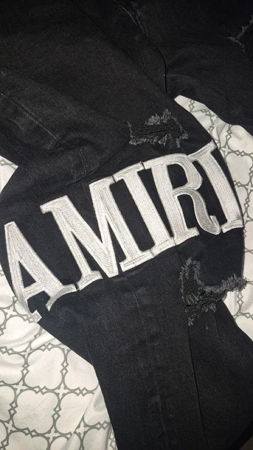 AMIRI Black Distressed Logo Jeans - photo 2