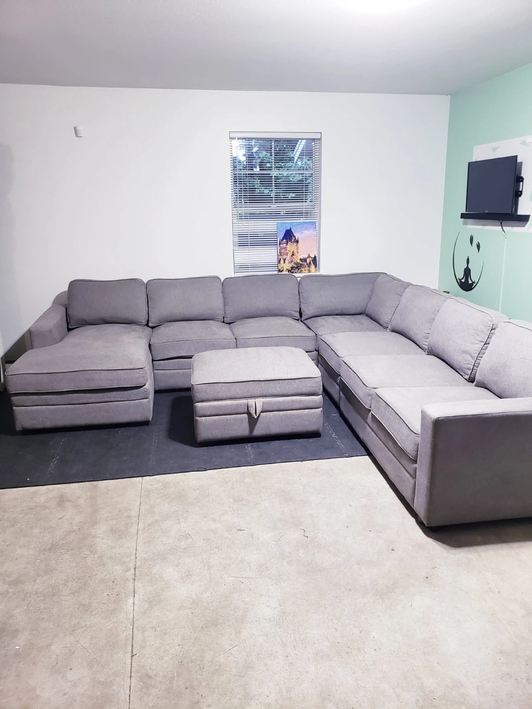 Grey Sectional Sofa with Ottoman ( Delivery Available )