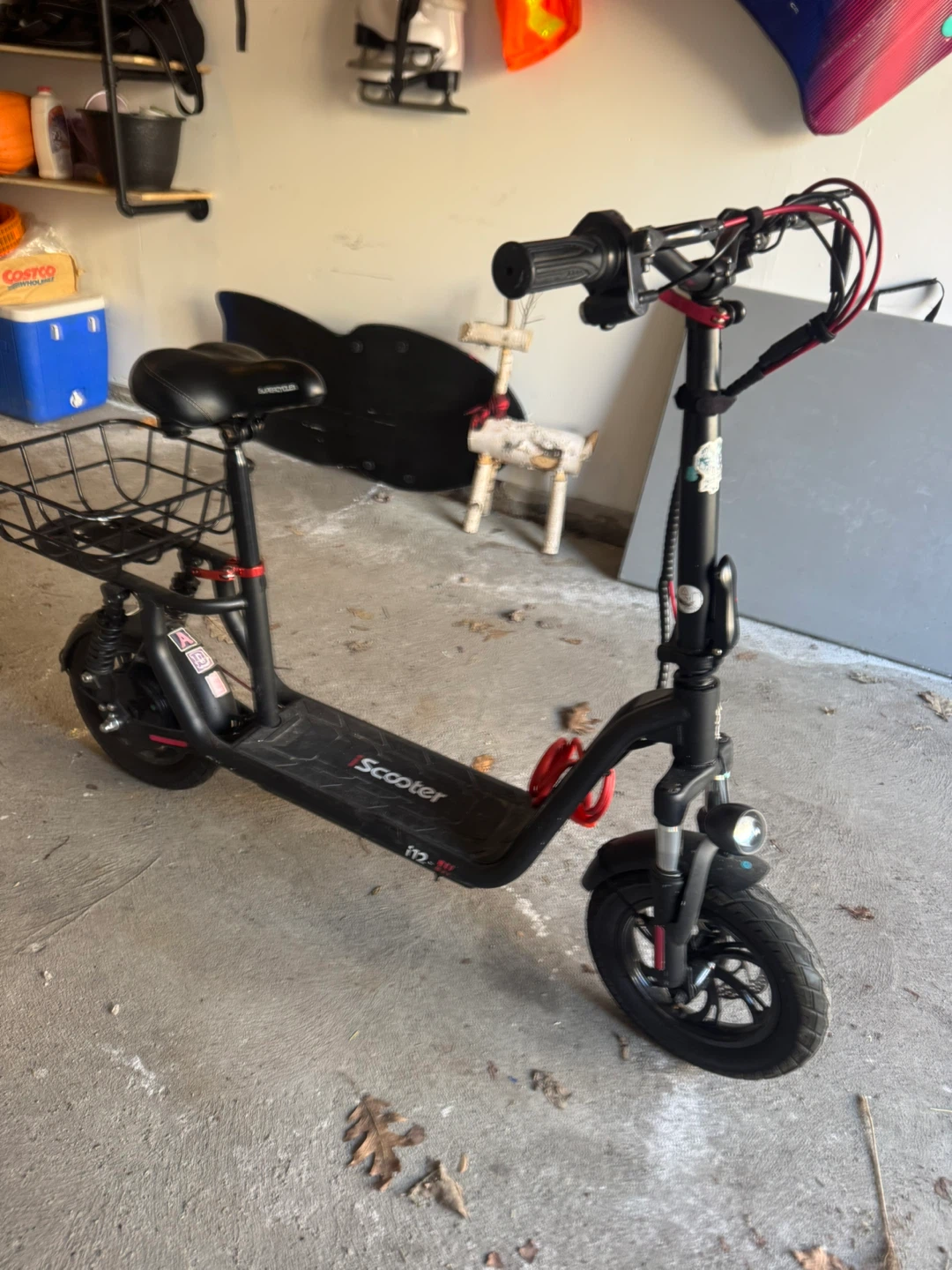 Black Scooter with Basket and Seat