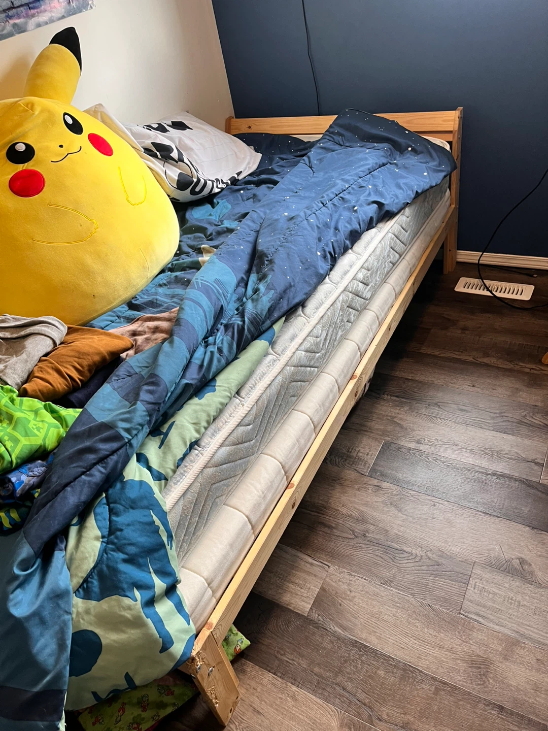 Wooden Twin Bed Frame with Mattress - photo 3