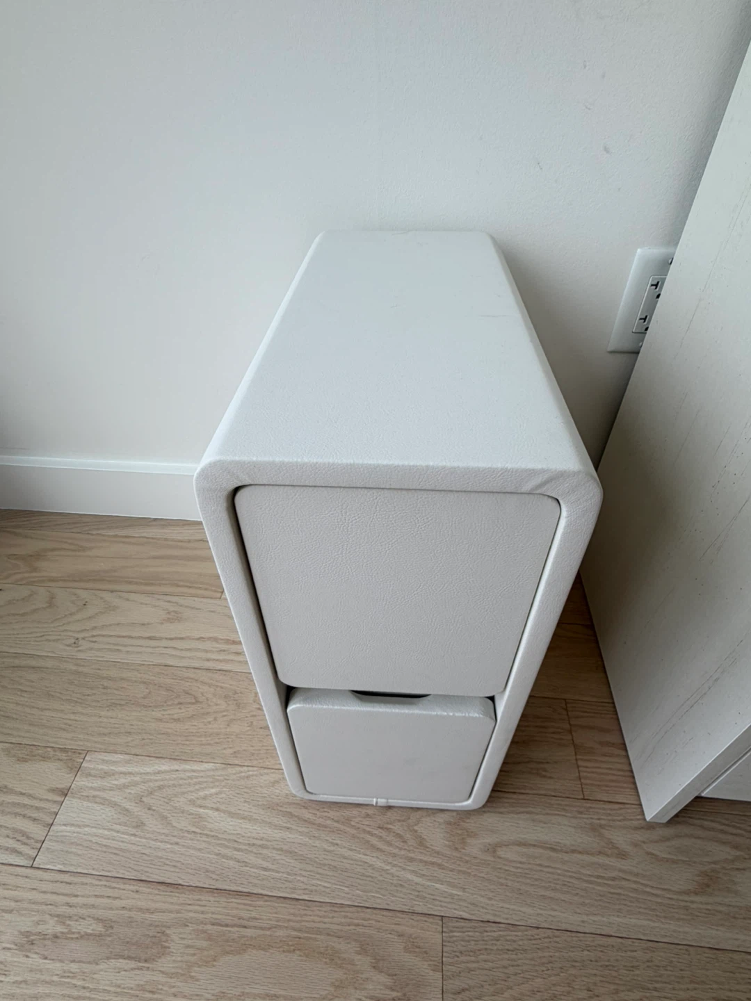 White 2-Drawer Narrow Nightstand