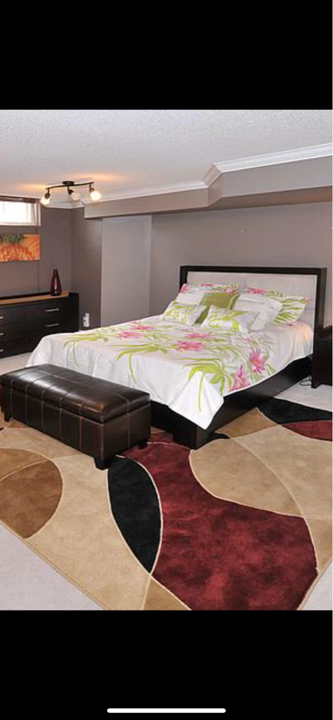 Dark Wood Queen Bed Frame with Upholstered Headboard - photo 2