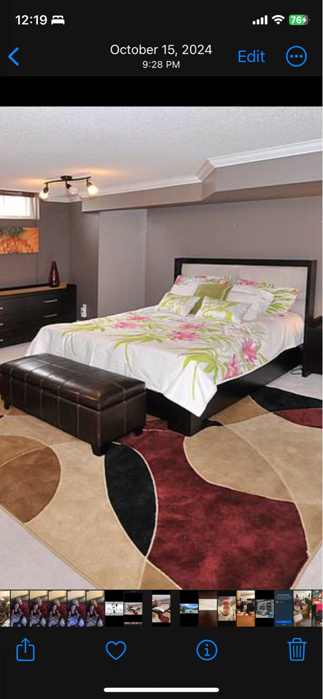 Dark Wood Queen Bed Frame with Upholstered Headboard - photo 3