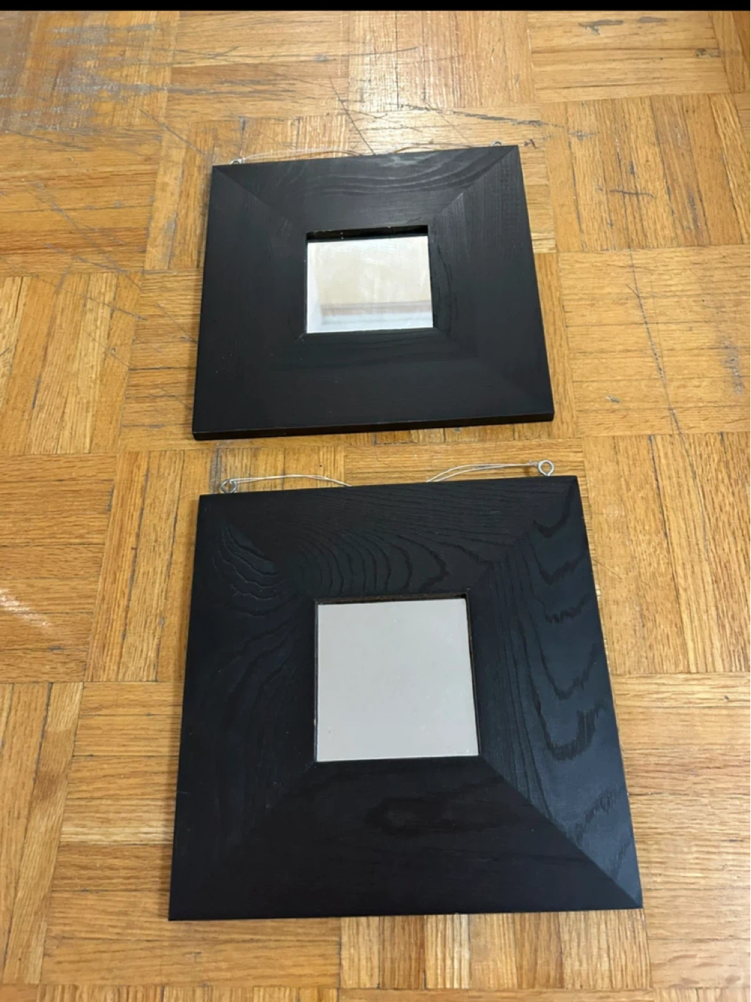 Set of 2 Black Square Mirrors