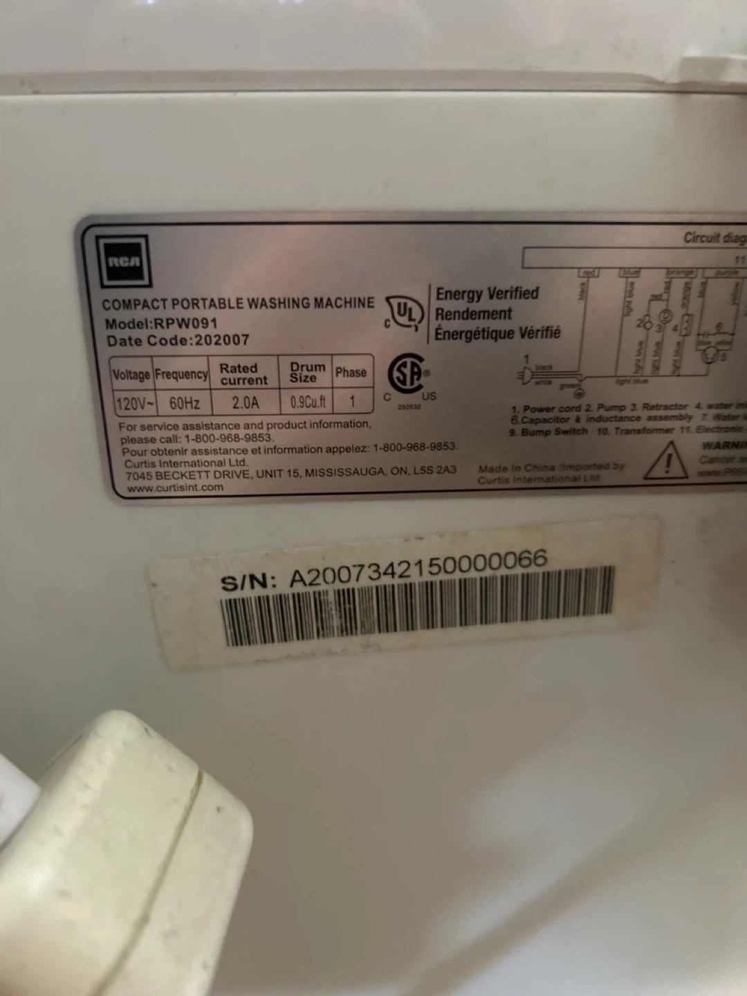 RCA RPW091 Compact Portable Washing Machine - photo 2