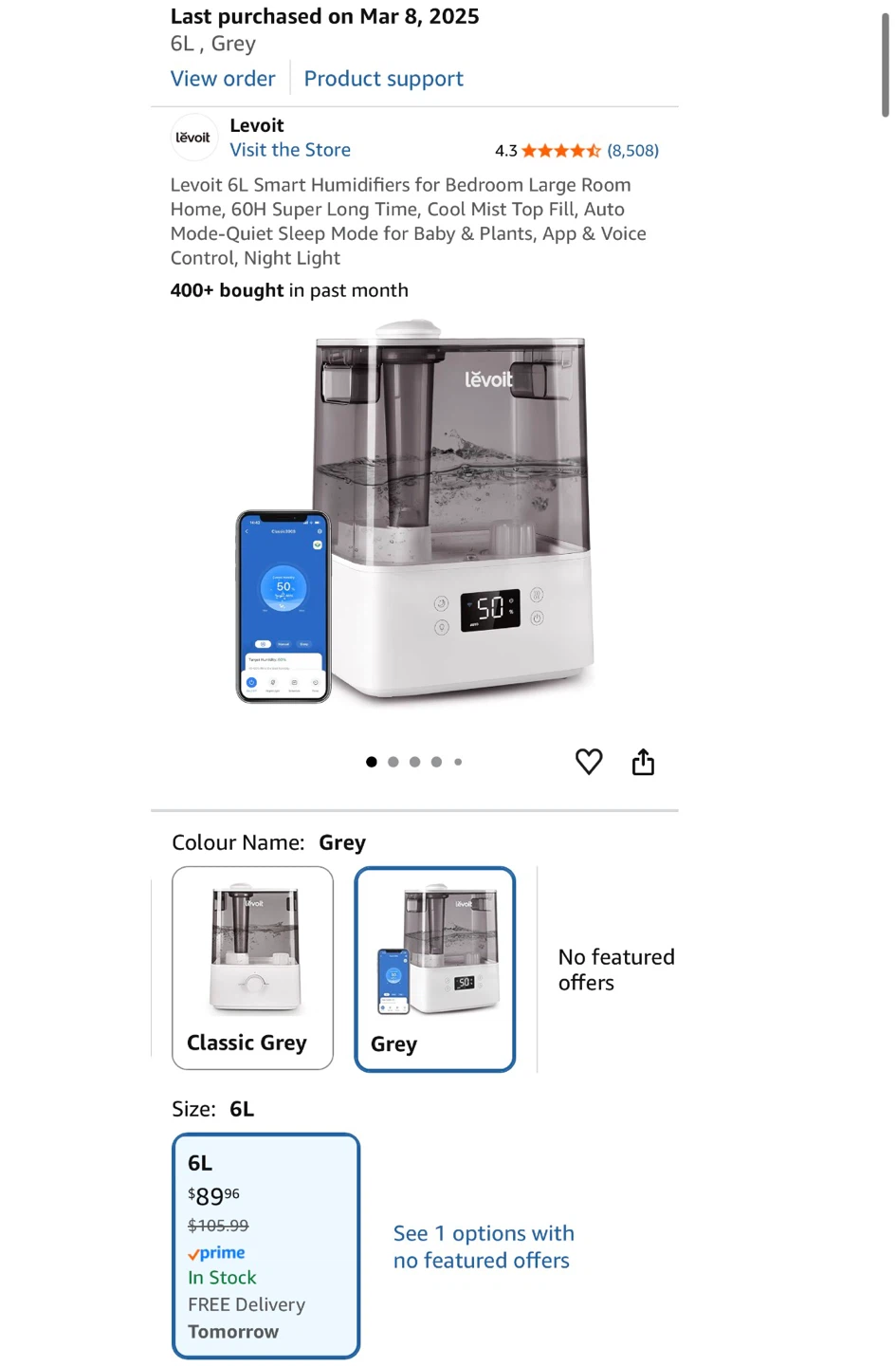 Levoit 6L Smart Humidifier - Grey - photo 2