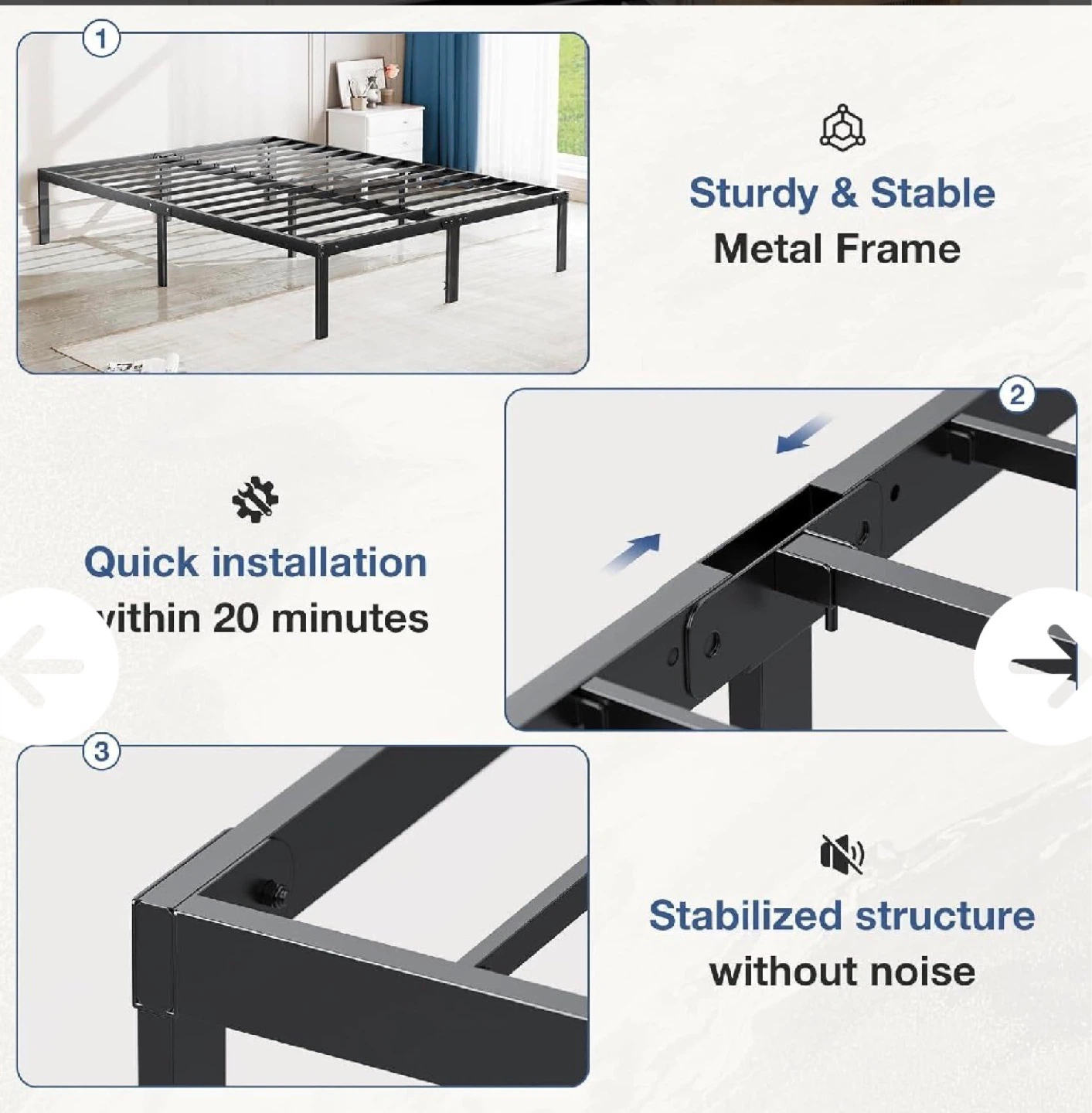 Queen Size Metal Platform Bed Frame - photo 3