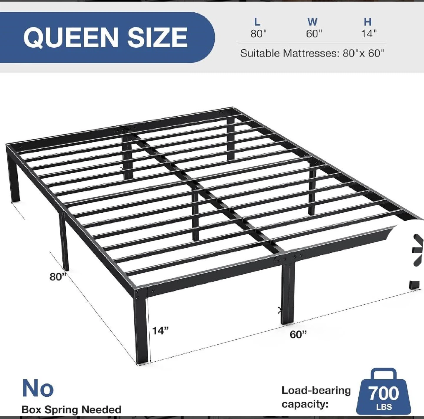 Queen Size Metal Platform Bed Frame