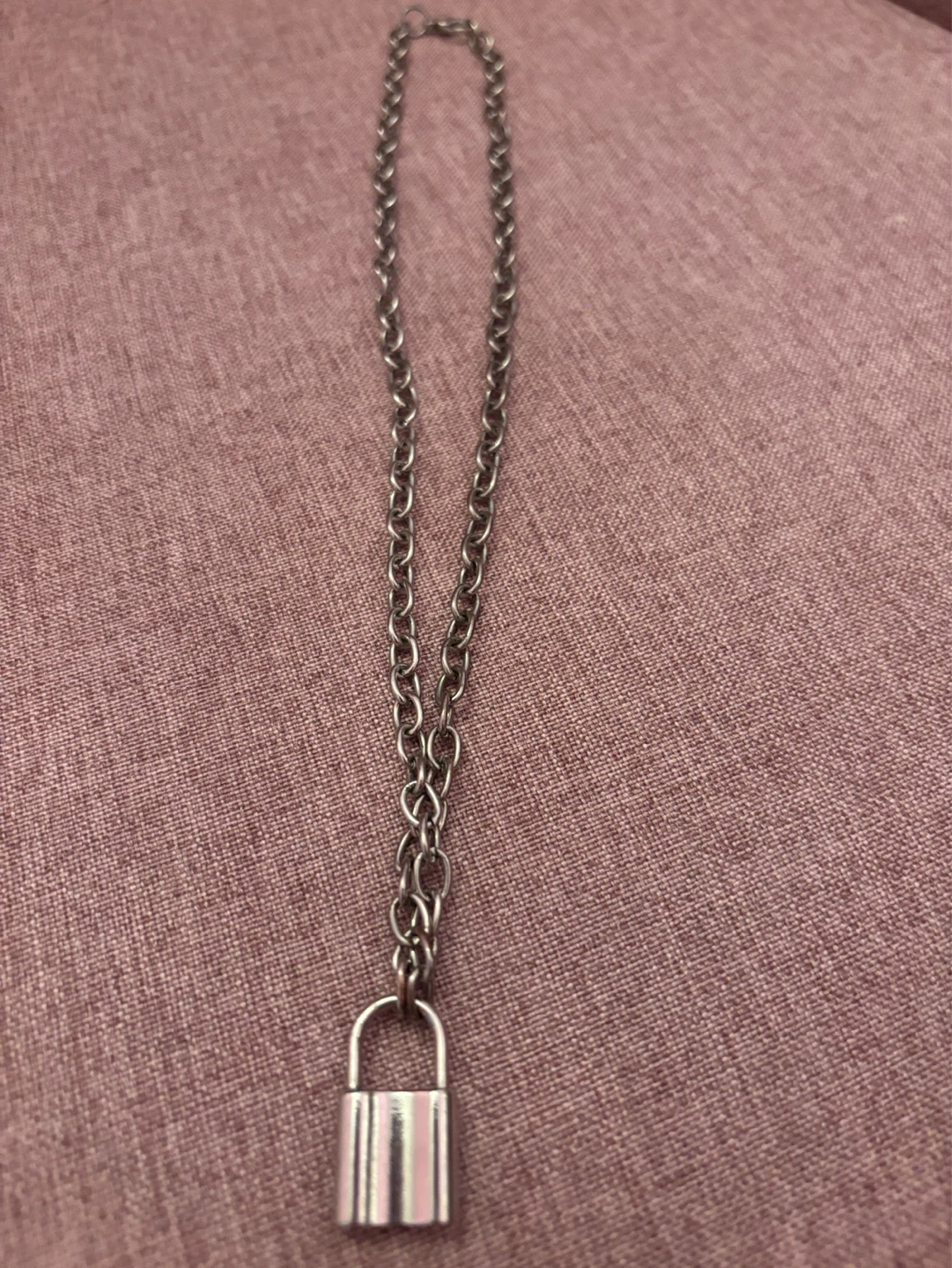 Silver Lock Charm Necklace - photo 2