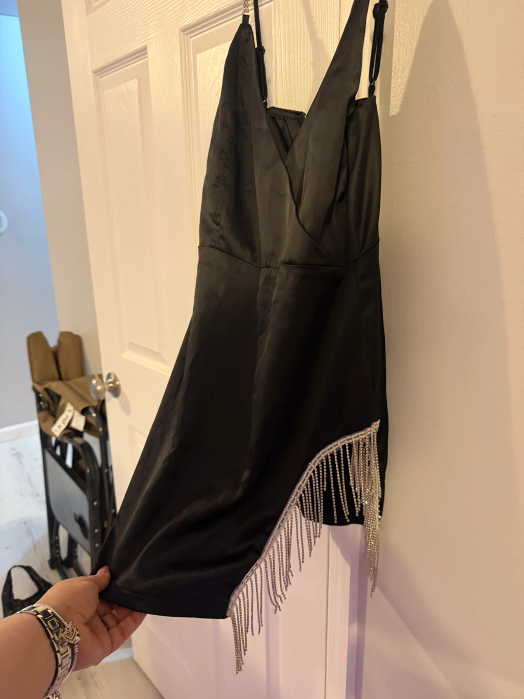 Night out Black Satin Mini dress Size M