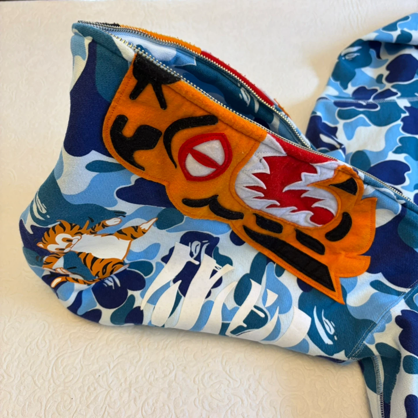 A Bathing Ape Full Zip Hoodie Camo Tiger Shark Blue - photo 2