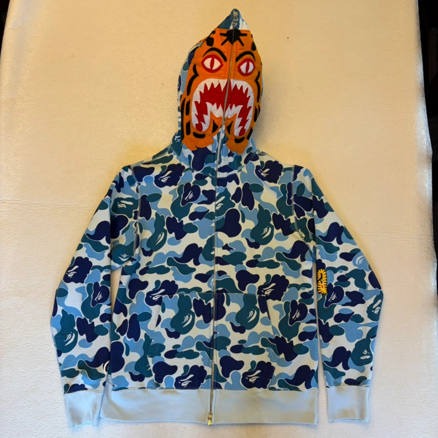 A Bathing Ape Full Zip Hoodie Camo Tiger Shark Blue - photo 5