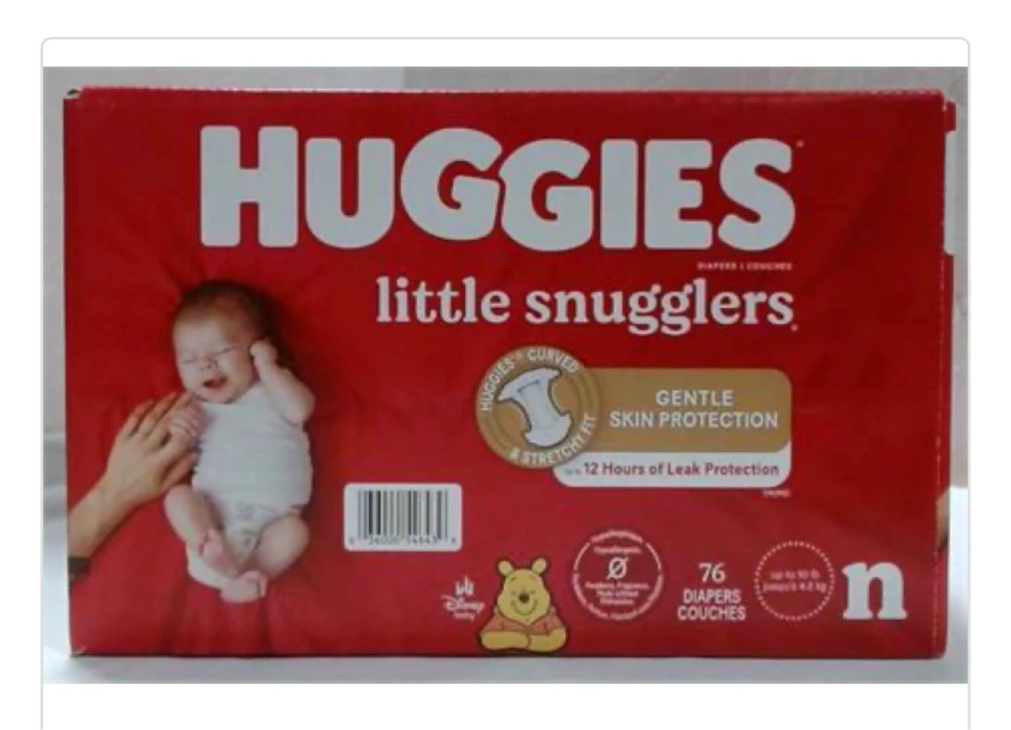 Huggies Little Snugglers Diapers - Size N, 76 Count