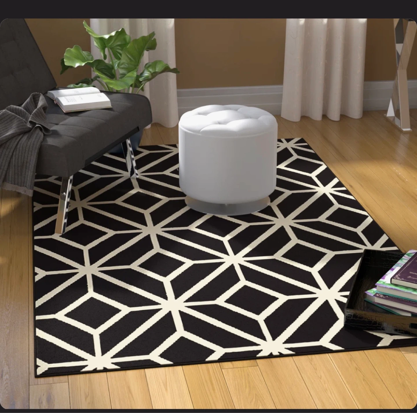 Geometric Area Rug - Black and White