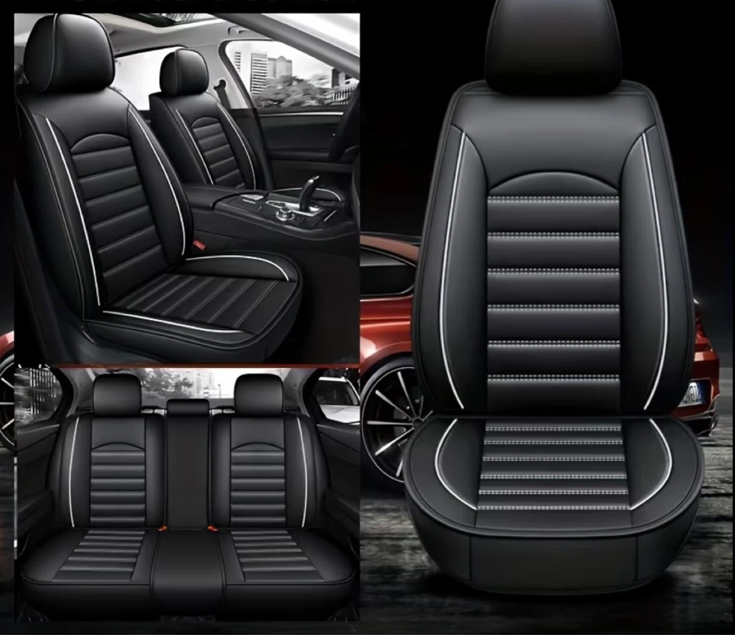Black Car Seat Covers with White Stitching