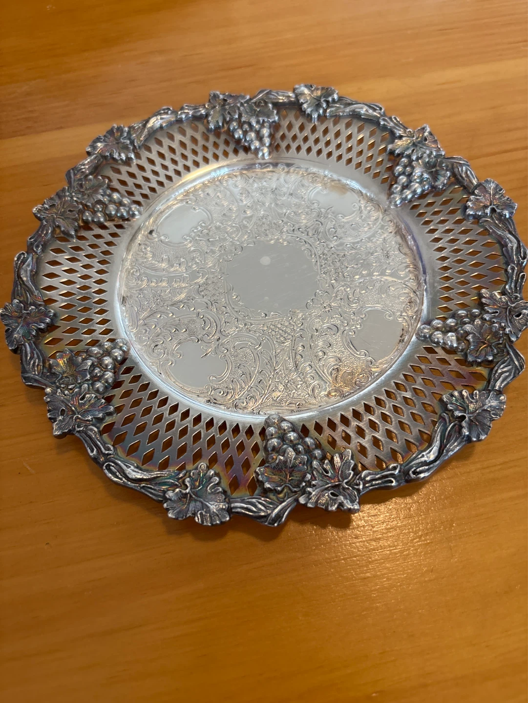 Vintage Haddon Silver Plate Serving Dish with Glass Insert - photo 2