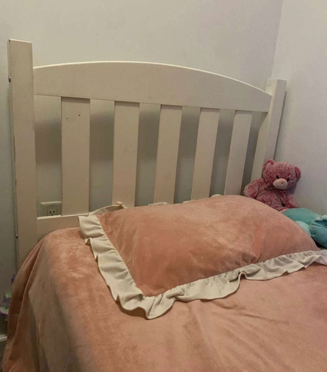 White Twin Bed Frame with Slatted Base - photo 2