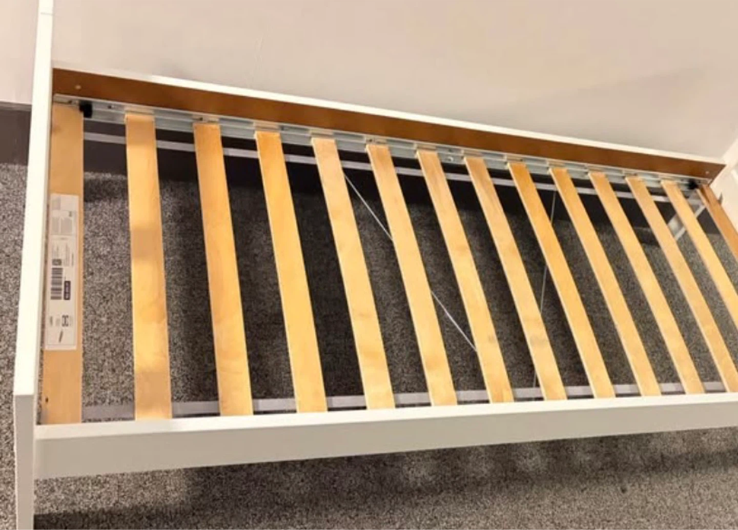White Twin Bed Frame with Slatted Base - photo 4