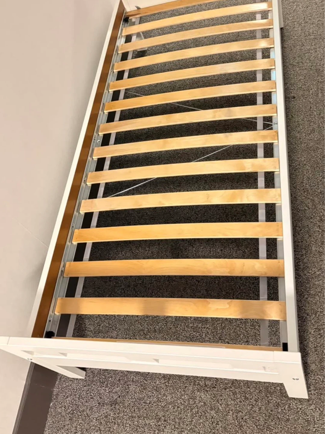 White Twin Bed Frame with Slatted Base - photo 3