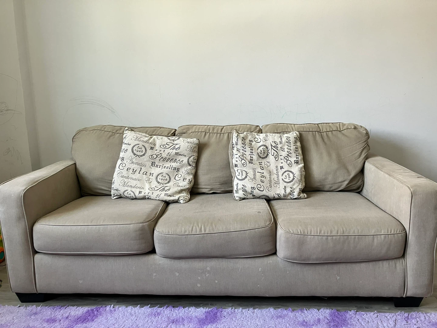 Tan 3-Seater Sofa with Decorative Pillows - photo 2