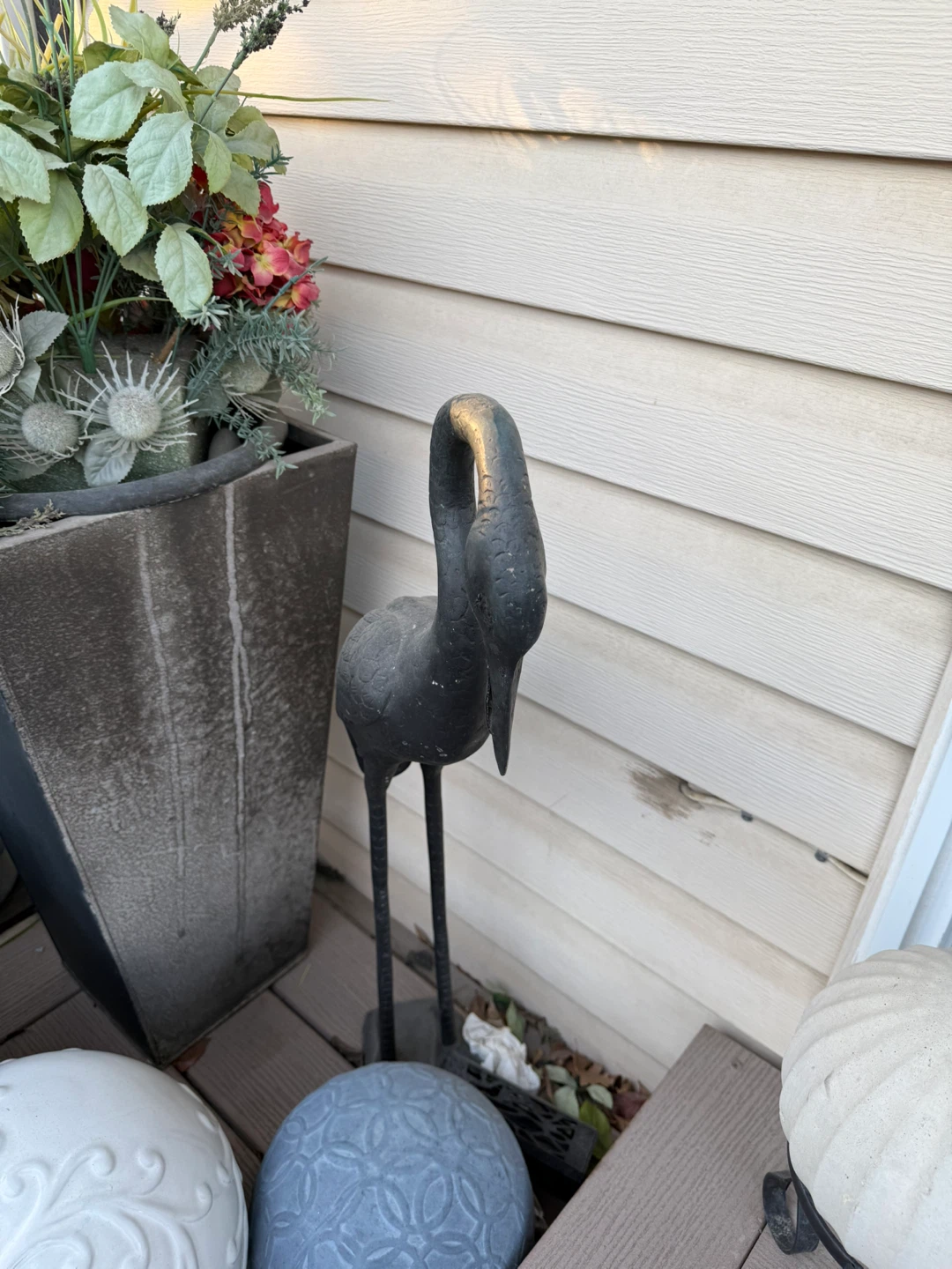 Metal Crane Garden Statue