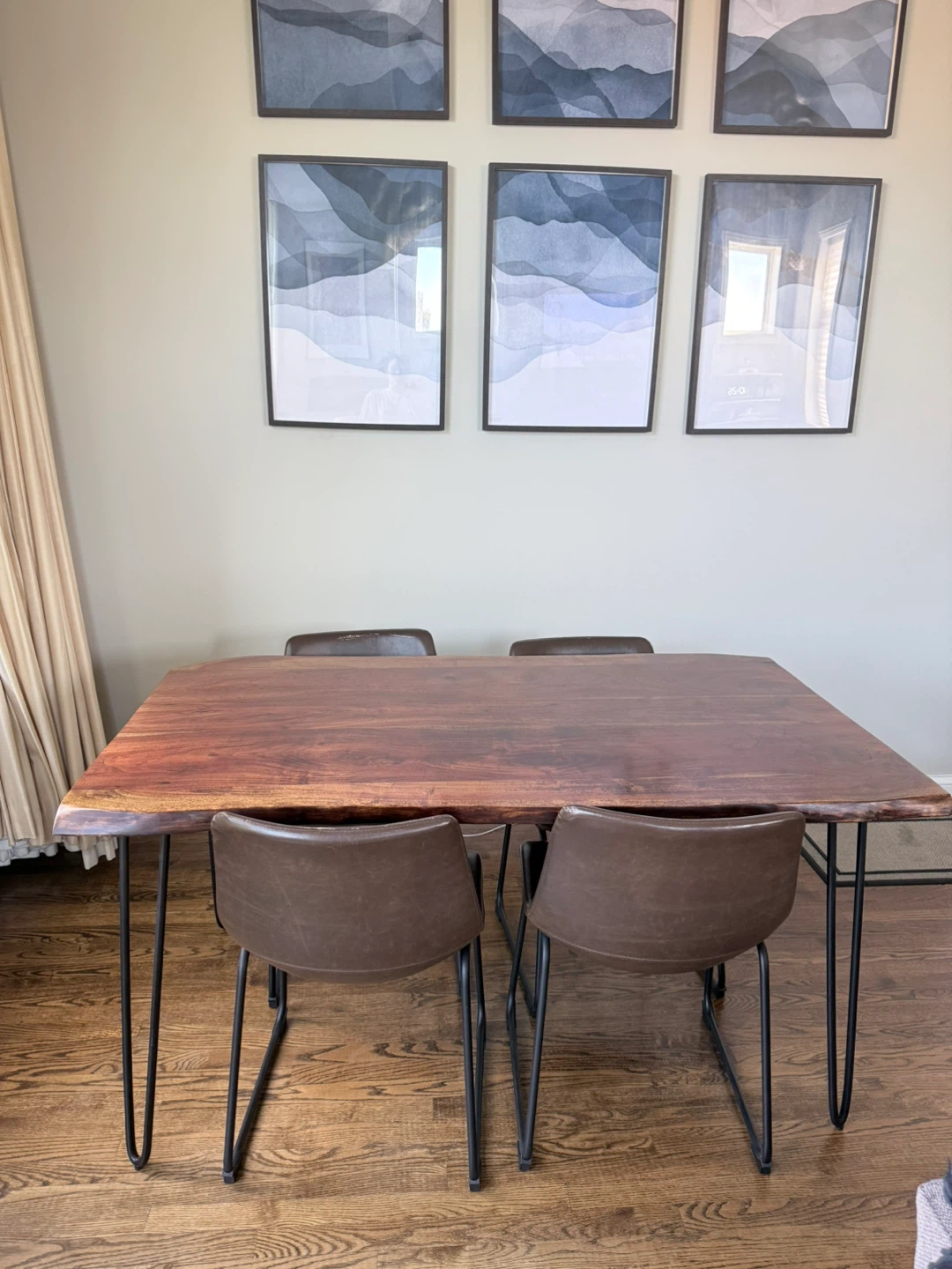 Live Edge Solid Wood Dining Table Set (4 Chairs Included)