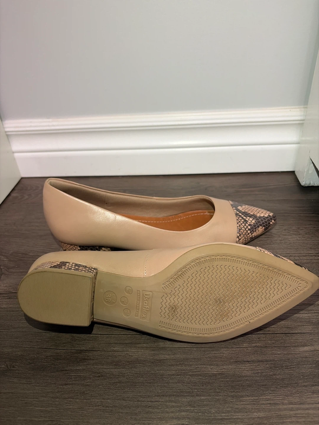 Usaflex Women's Beige Snake Print Pointed Toe Flats - photo 4