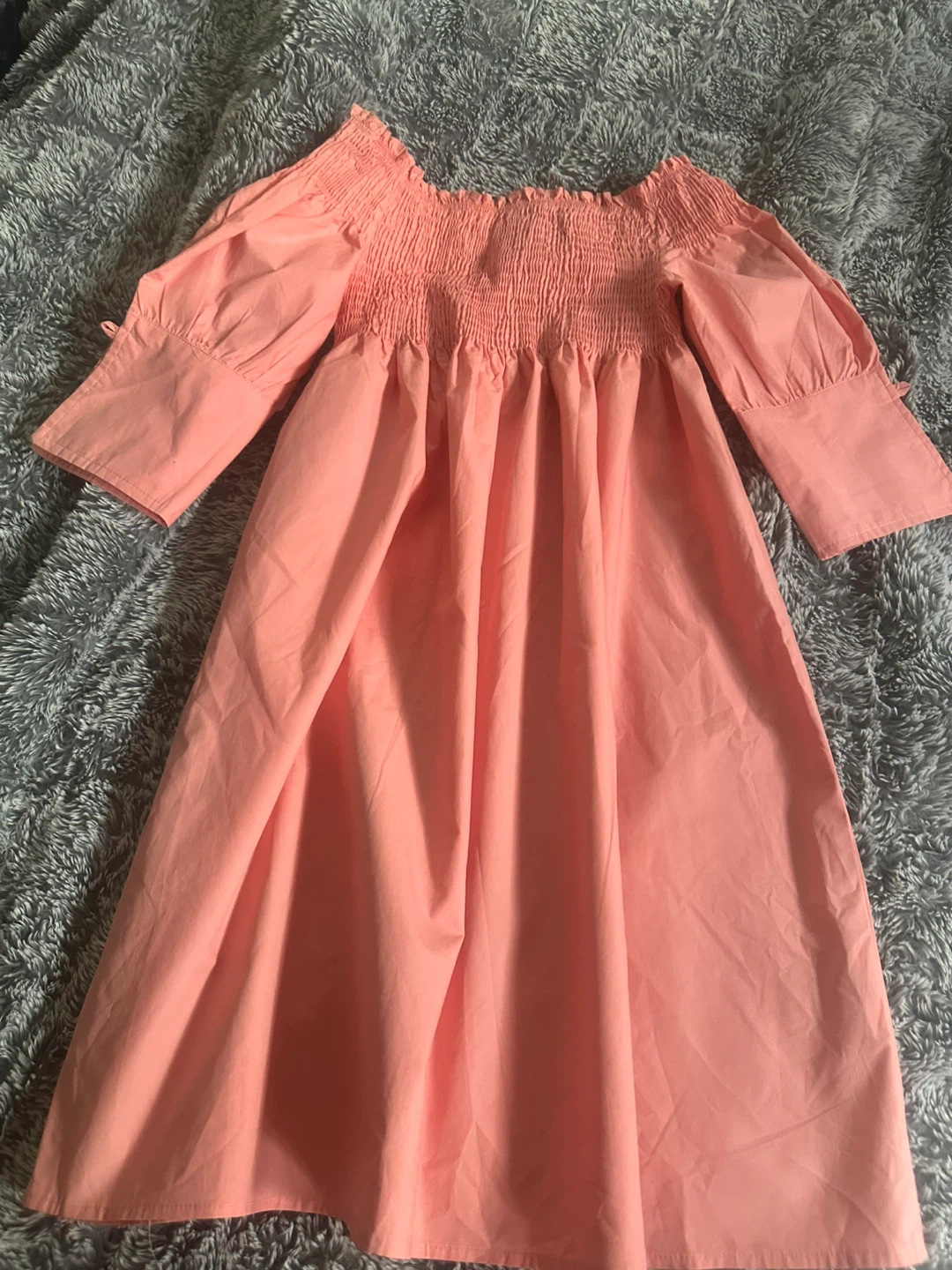 FASHION WILD Coral Smocked Off-Shoulder Dress - Size S