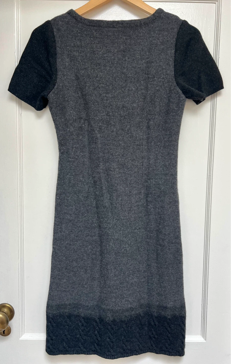 Olsen Europe Grey 100% Wool Short Sleeve, two-tone  Dress