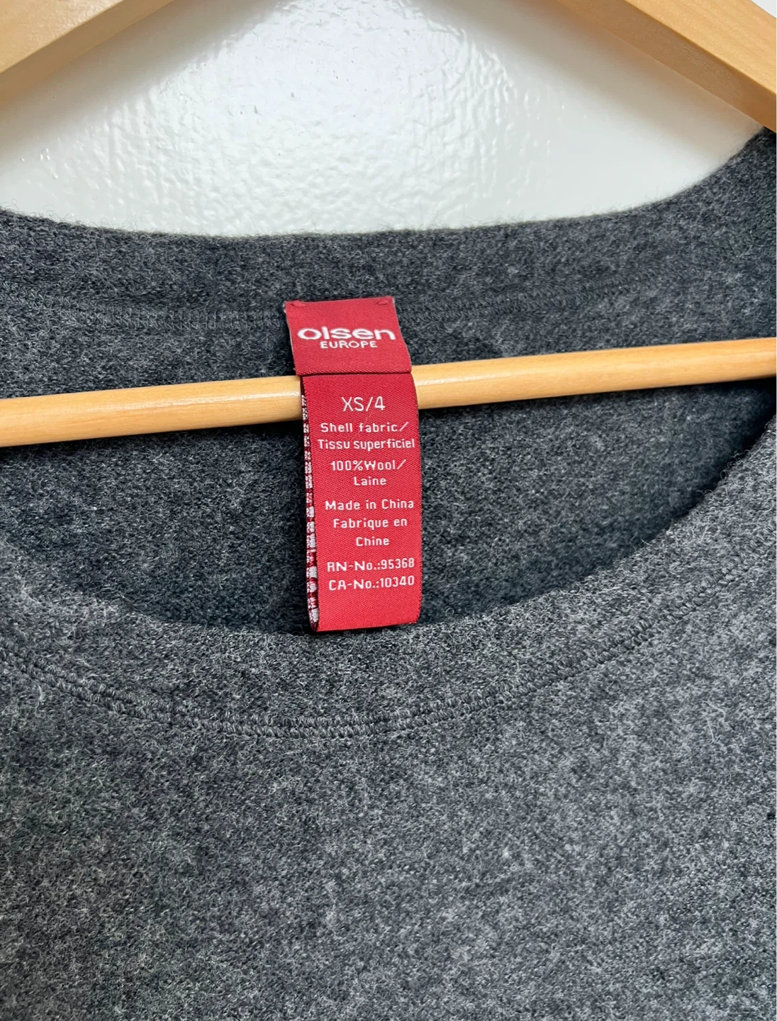 Olsen Europe Grey 100% Wool Short Sleeve, two-tone  Dress - photo 5