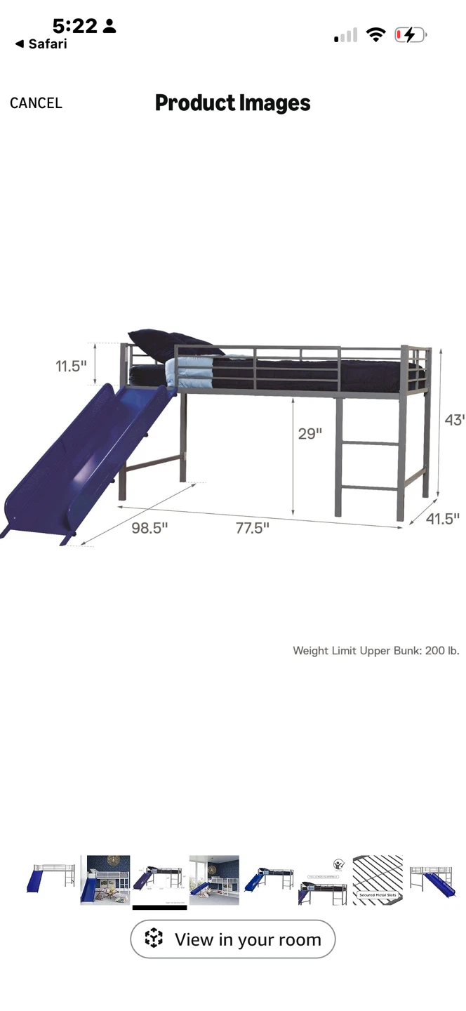 White Loft Bed with Slide - photo 3