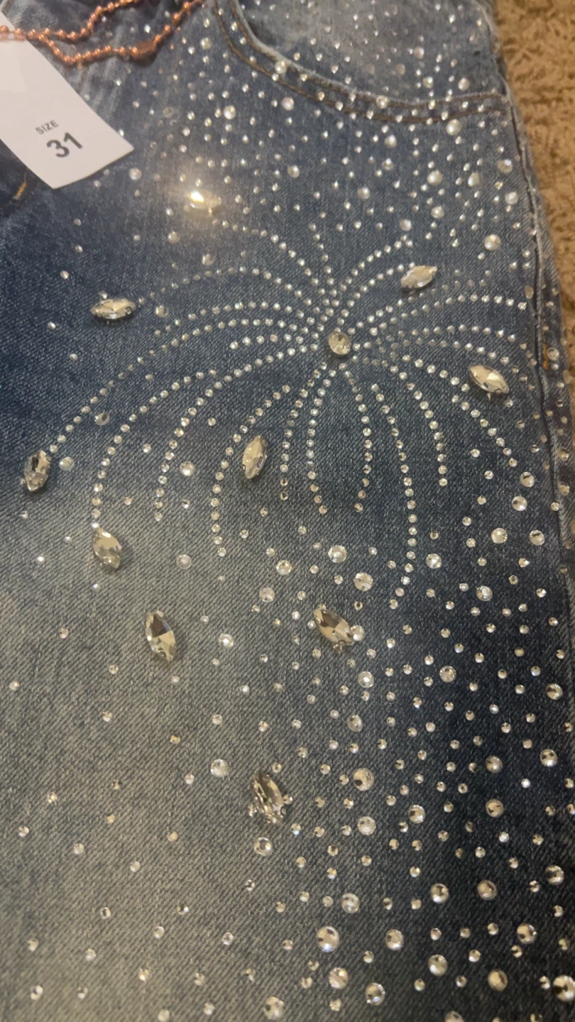 Baggy rhinestone purple brand jeans - photo 3