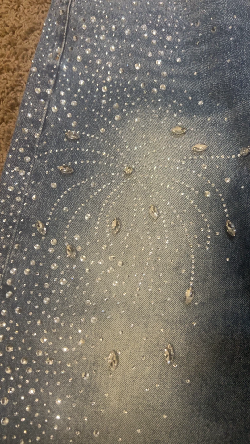 Baggy rhinestone purple brand jeans - photo 2